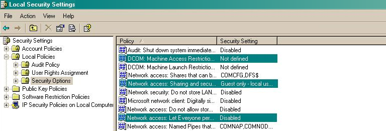 security settings