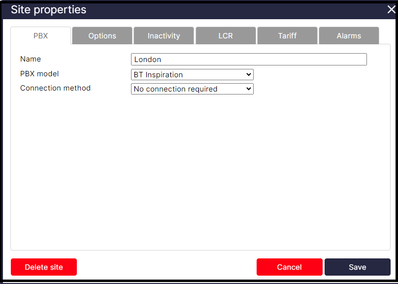 TIM Plus PBX Connection Properties